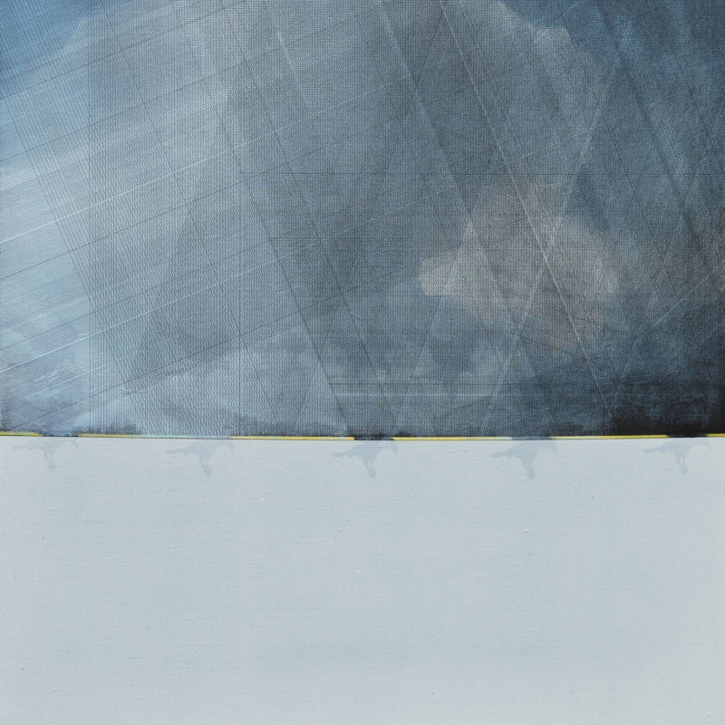 Vít Jonáš, cyklus Linescapes: Havrani nad obilným polem, 75 x 70cm, kombinovaná technika, plátno, 2017