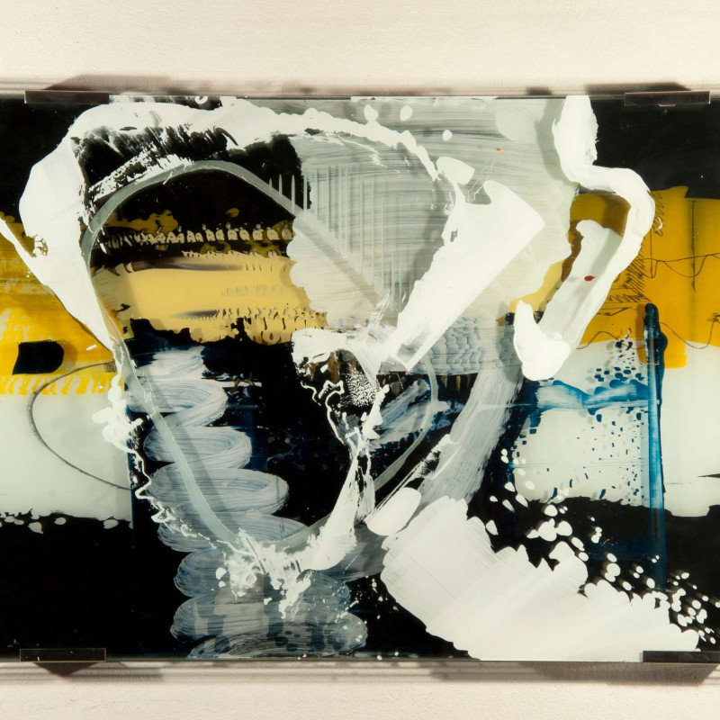 Vít Jonáš, cyklus Sklo: bez názvu, 70 x 100cm, kombinovaná technika, vrstvené tabulové sklo, 2010