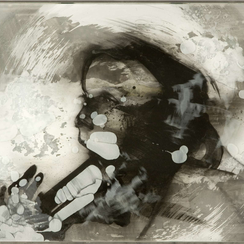 Vít Jonáš, cyklus Sklo: bez názvu (krajina), 46 x 55 x 5cm, kombinovaná technika, sklo, 2009