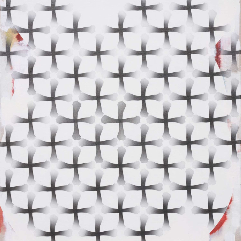 Vít Jonáš, cyklus Structures - Spaces: 80 x 75cm, akryl a grafit na plátně, 2023