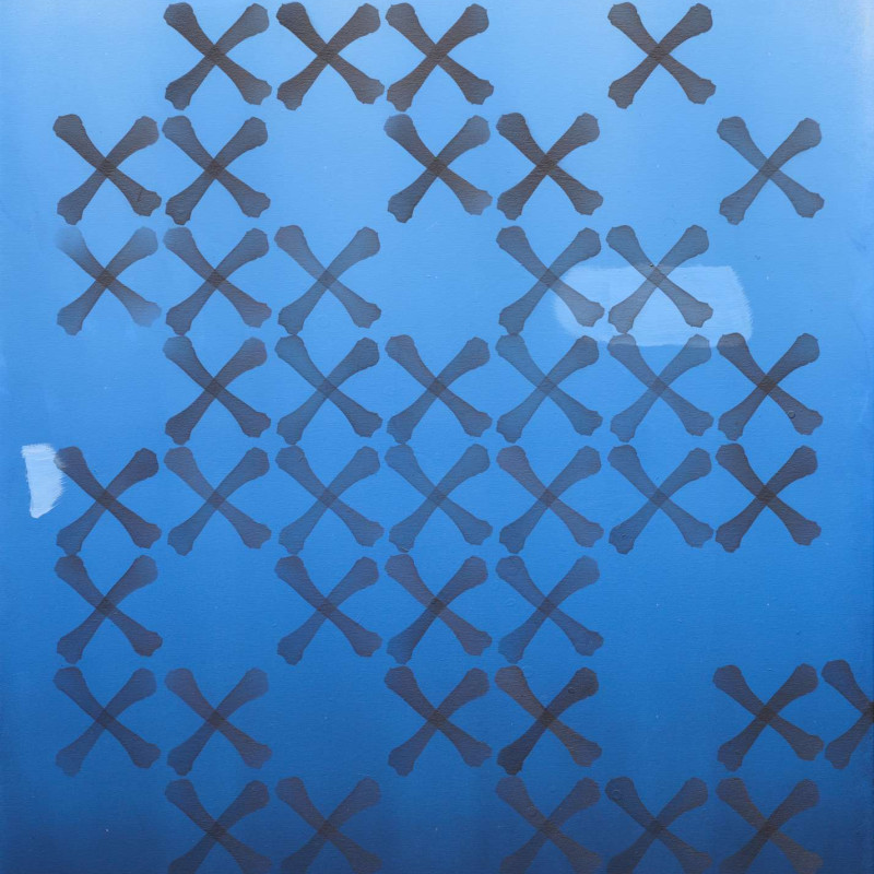 Vít Jonáš, cyklus Structures - Spaces: 90 x 80cm, akryl a grafit na plátně, 2023