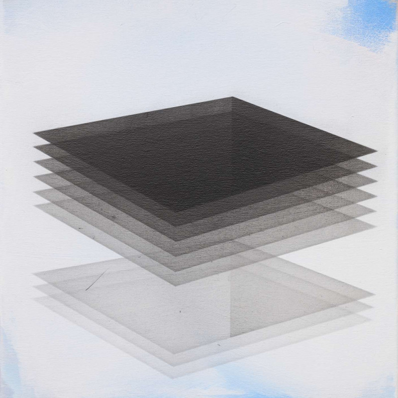 Vít Jonáš, cyklus Structures - Spaces: 40 x 35cm, akryl a grafit na plátně, 2023