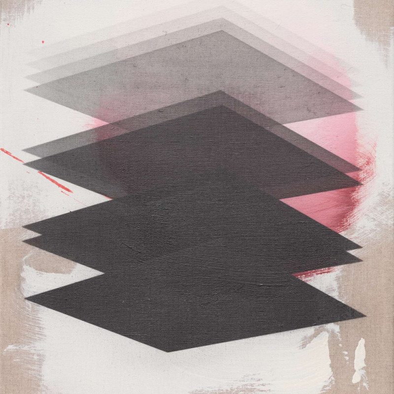 Vít Jonáš, cyklus Structures - Spaces: 40 x 35cm, akryl a grafit na plátně, 2023